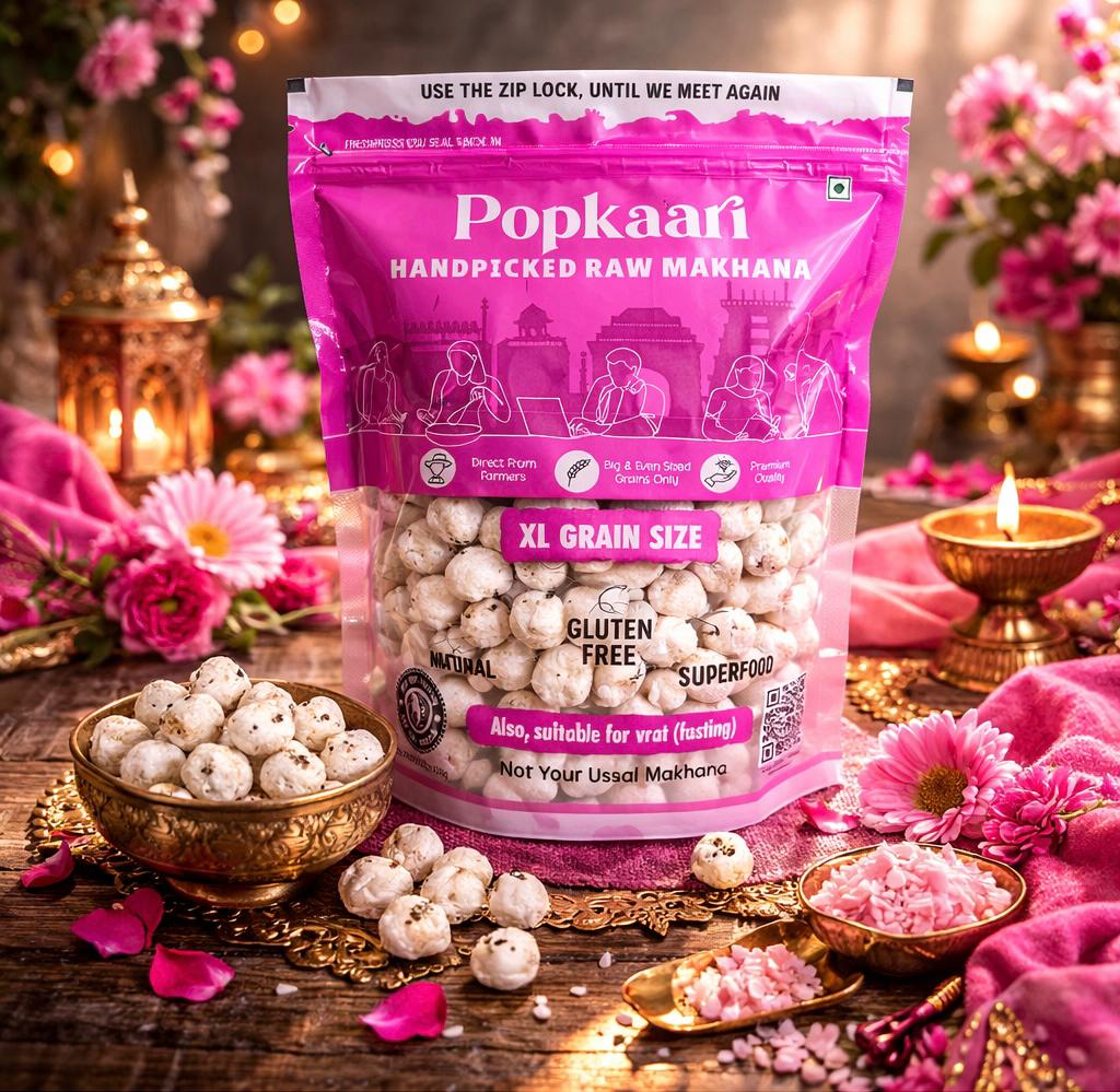 Raw makhana close up